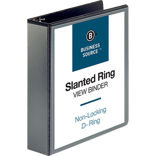 Business Source 39% Recycled D-Ring Binder, 2" Capacity, Black