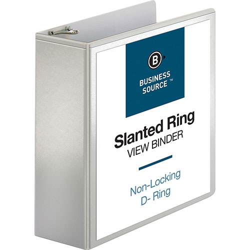 Business Source 39% Recycled D-Ring Presentation Binder, 4" Capacity, White