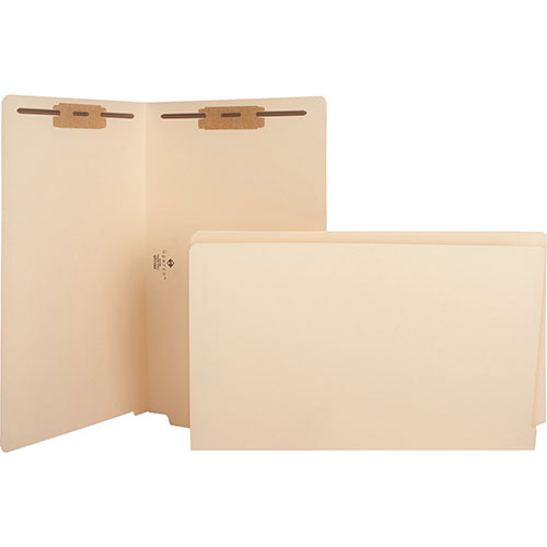 Business Source Fastener Folders, w/2-Ply Tab, Pos 1 and 3, Legal, 50/BX, Manilla