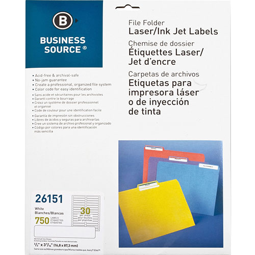 Business Source File Folder Labels, Laser/Inkjet, White