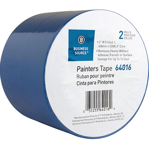 Business Source Painters Tape, Multisurface, 2"x60 Yards, 2 Roll/PK, Blue