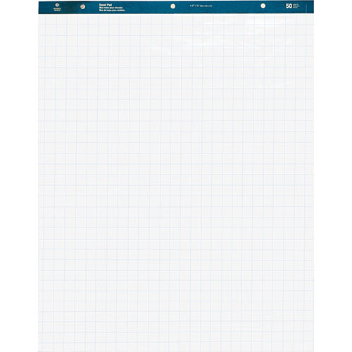 Business Source Quad Easel Pad, 27" x 34", 50 Sheets, 1" Quad, White