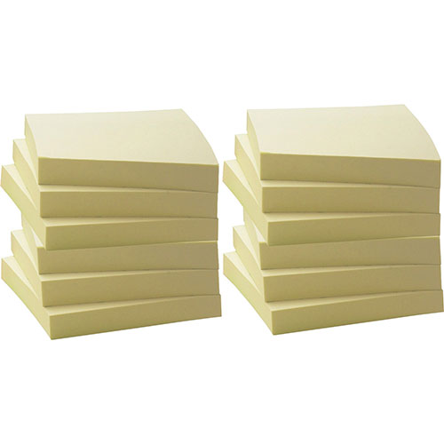 Business Source Recycled Notes, 3" x 3", 12/PK, Yellow