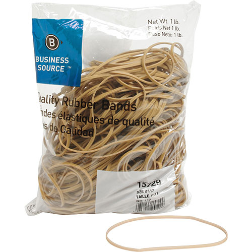 Business Source Rubber Bands, Size 117B, 1 lb bag, Natural Crepe