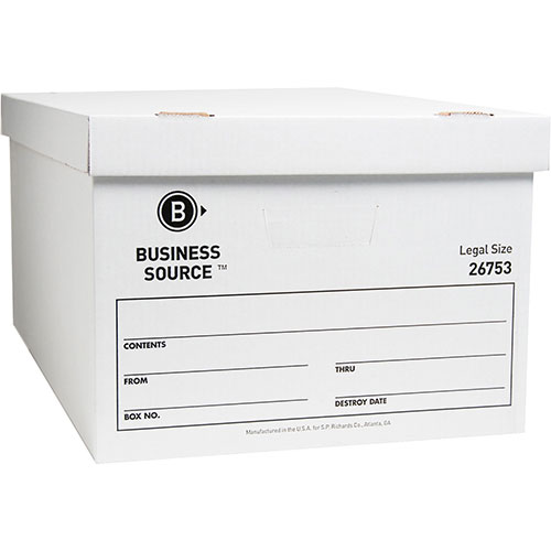 Business Source Storage Box, Lift Off Lid, Legal, 15" x 24" x 10", White