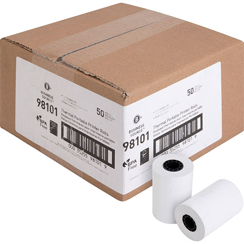 Business Source Thermal Roll, 2-1/4" x 55', 50RL/CT, White