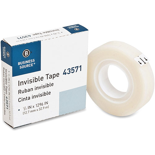 Business Source Transparent Tape, 1/2" x 1296", Clear