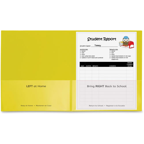 C-Line Classroom Connector Folders, 9" x 11-3/4", 25/BX, Yellow