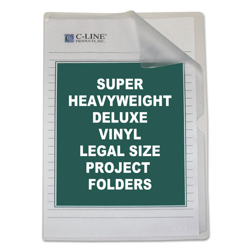 C-Line Deluxe Vinyl Project Folders, Legal Size, Clear, 50/Box