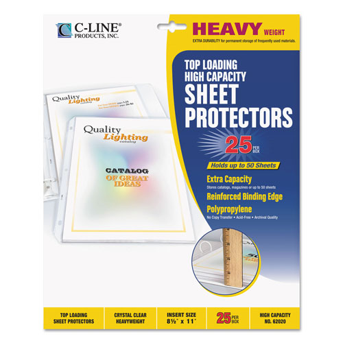 C-Line High Capacity Polypropylene Sheet Protectors, Clear, 50", 11 x 8 1/2, 25/BX