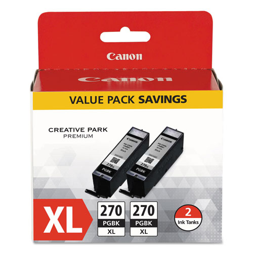 Canon 0319C005 (PGI-270XL) High-Yield Ink, Black, 2/PK