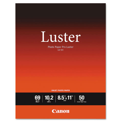 Canon PRO Luster Inkjet Photo Paper, 10.2 mil, 8.5 x 11, Luster White, 50/Pack