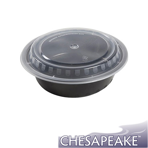 Chesapeake 16Oz 6" Round Black Container w/Lid 150/Case