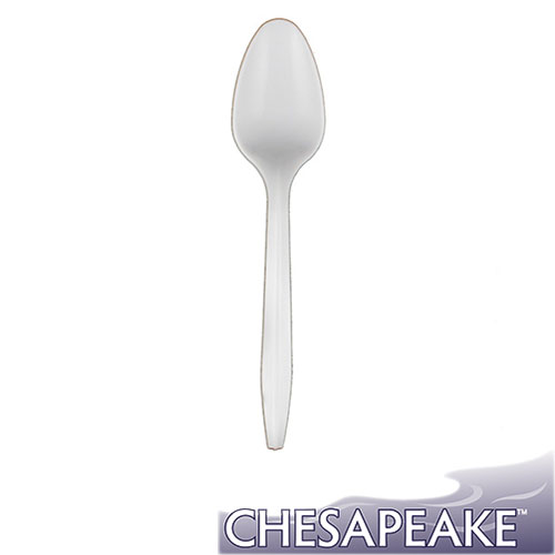 Chesapeake Medium Weight Polypropylene White Teaspoon, Case of 1000