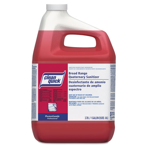 Clean Quick Professional Liquid Quaternary Broad Range Sanitizer, Concentrate, 1 Gallon Bottle, 3/Case