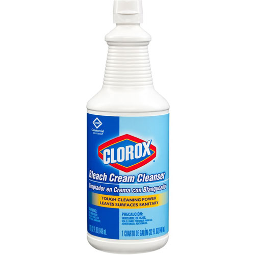 Clorox Bleach Cream Cleanser, Cream Cleanser, 32 fl oz (1 quart), 256/Bundle, Clear