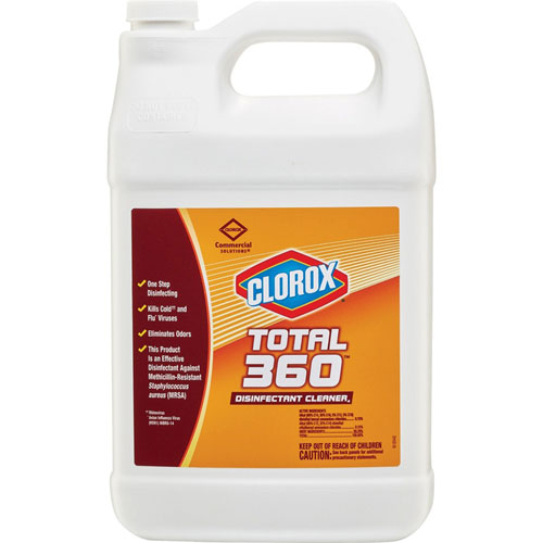 Clorox Total 360 Disinfectant Cleaner, Liquid, 128 fl oz (4 quart), 72/Bundle, Translucent