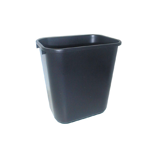 Continental Rectangle Plastic Desk Wastebasket, 28 Quart, Black