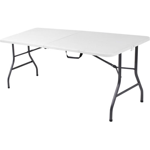 Cosco 6 foot Centerfold Blow Molded Folding Table - Rectangle Top - Folding Base - 29.63"x 72", 29.25", - White