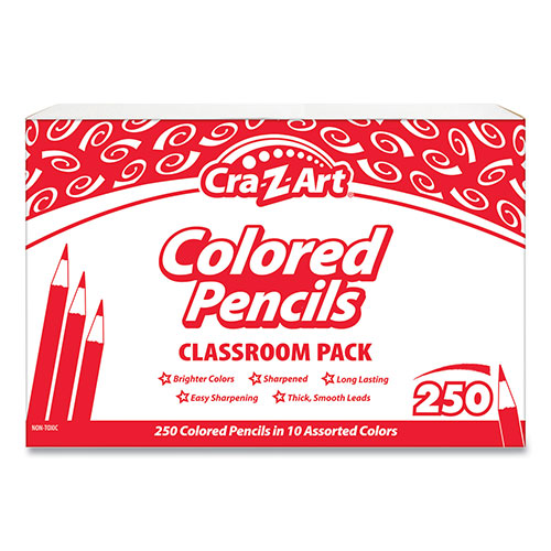 Cra-Z-Art® Colored Pencils, 10 Assorted Lead/Barrel Colors, 250/Set
