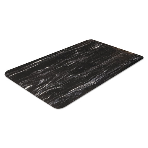 Crown Cushion-Step Surface Mat, 24 x 36, Marbleized Rubber, Black