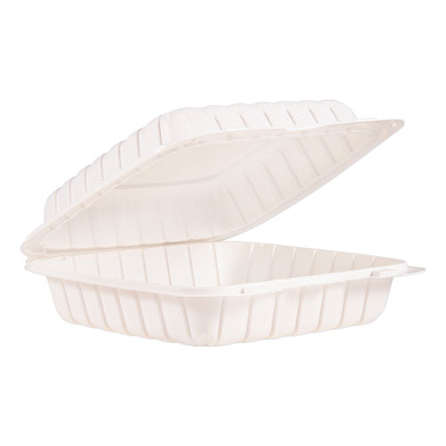 Dart Hinged Lid Single Compartment Containers, 9" x 8.8" x 3", White, 150/Carton
