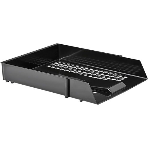 Deflecto AntiMicrobial Industrial Front-Load Tray - 2.4", x 10.8" x 13.8" Depth - Black