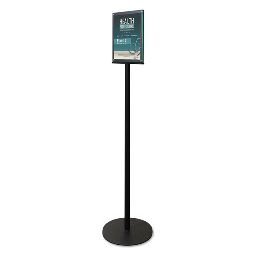 Deflecto Double-Sided Magnetic Sign Display, 8 1/2 x 11 Insert, 56" Tall, Clear/Black