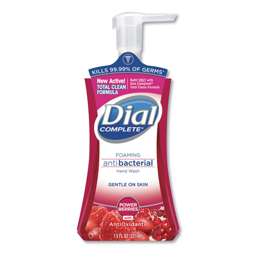 Dial Complete® Antibacterial Foaming Hand Wash, Power Berries, 7.5 oz Pump Bottle, 8/Carton