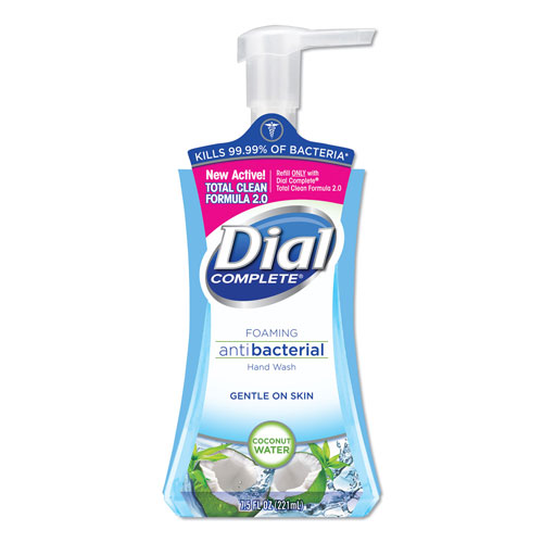 Dial Complete® Antibacterial Foaming Hand Wash, Coconut Waters, 7.5 oz Pump Bottle, 8/Carton