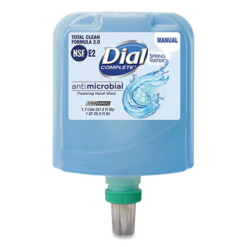 Dial Dial 1700 Manual Refill Antimicrobial Foaming Hand Wash, Spring Water, 1.7 L Bottle, 3/Carton