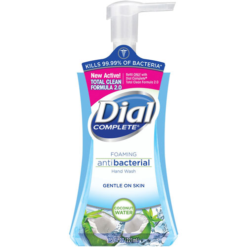 Dial Foam Hand Wash, 7.5oz., 8/CT, Coconut Water, Blue