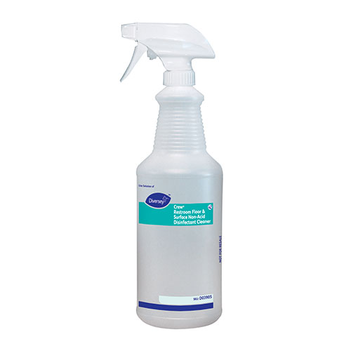 Diversey Crew Restroom Floor/Surface NA Disinfectant Cleaner Capped Bottle, 32oz,12/CT