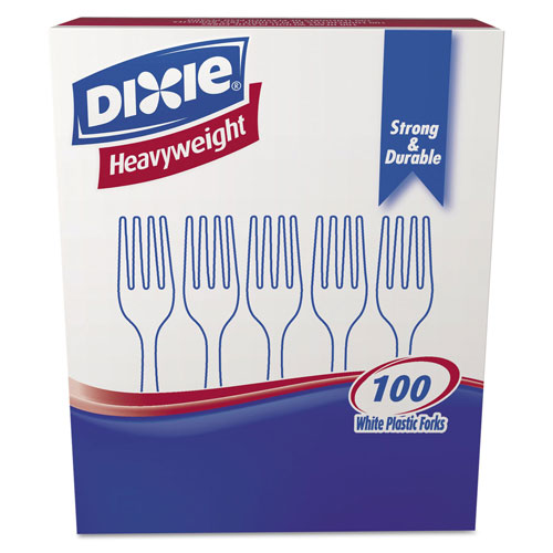 Dixie FH207 White Heavyweight Plastic Forks, 7.13"