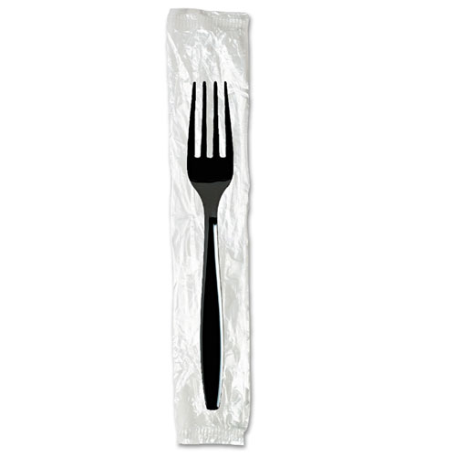 Dixie Individually Wrapped Forks, Plastic, Black, 1,000/Carton