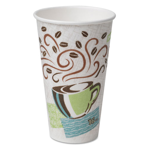 Dixie PerfecTouch Paper Hot Cups, 16 oz, Coffee Dreams Design, 50/Pack