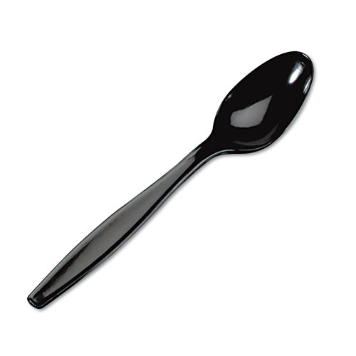 Dixie Plastic Cutlery, Heavyweight Teaspoons, Black, 1000/Carton