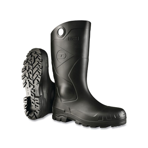 Dunlop® Protective Footwear Chesapeake Rubber Boots, Plain Toe, Unisex 9, 16 in Boot, PVC, Black