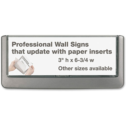 Durable Click Sign Holder For Interior Walls, 6 3/4 x 5/8 x 3, Gray