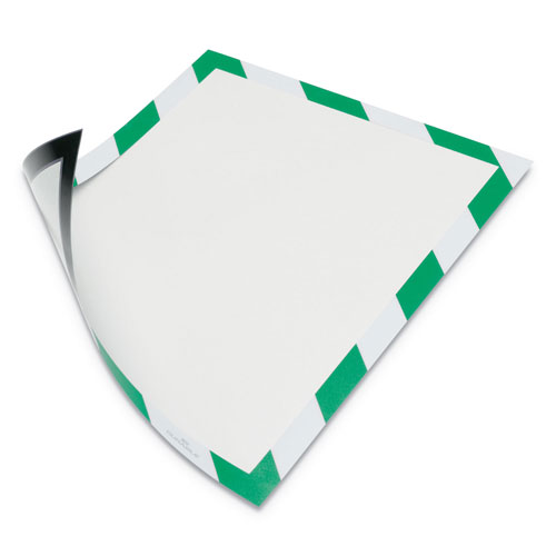 Durable DURAFRAME Security Magnetic Sign Holder, 8 1/2" x 11", Green/White Frame, 2/Pack