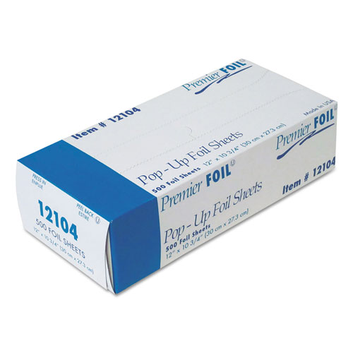 Durable Packaging Premier Pop-Up Aluminum Foil Sheets, 12" x 10 3/4", 500/Box, 6 Boxes/Carton