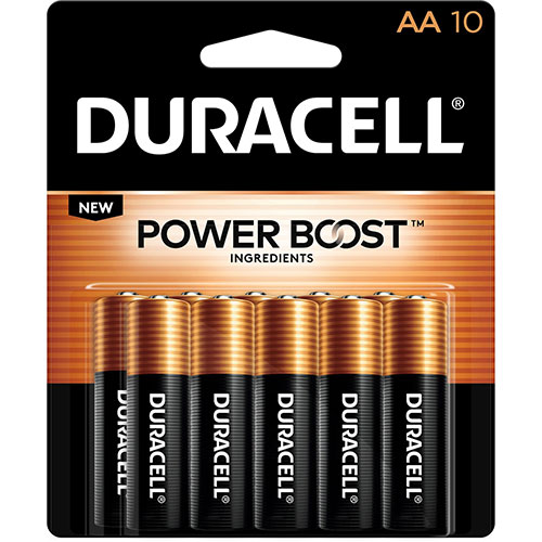 Duracell Coppertop Alkaline Batteries, AA, 10/Pack