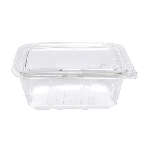 Eatery Essentials Hinged-Lid Tamper-Evident Container, 32oz, RPET, Clear