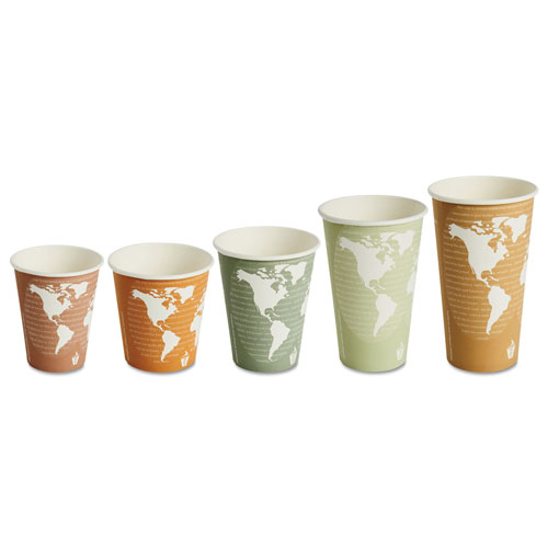 Eco-Products World Art Renewable/Compostable Hot Cups, 8 oz, Plum, 50/Pack