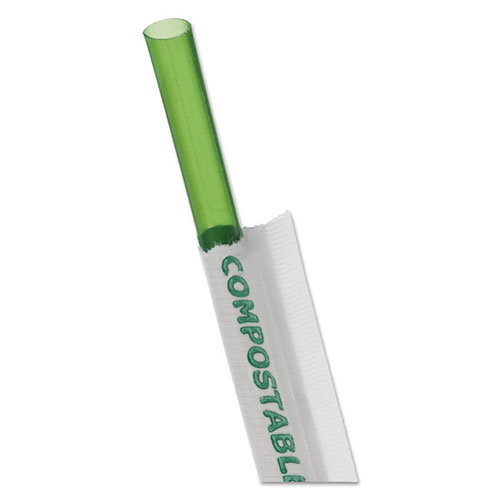 Eco-Products Wrapped Straw, 7.75", Green, 9600/Carton