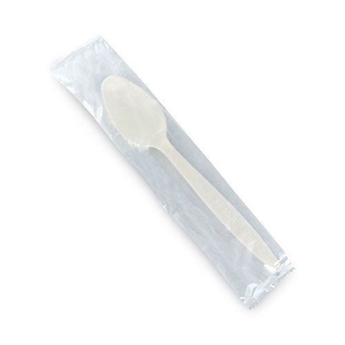 Emerald Individually Wrapped Heavyweight PLA Spoons, Beige, 500/Carton