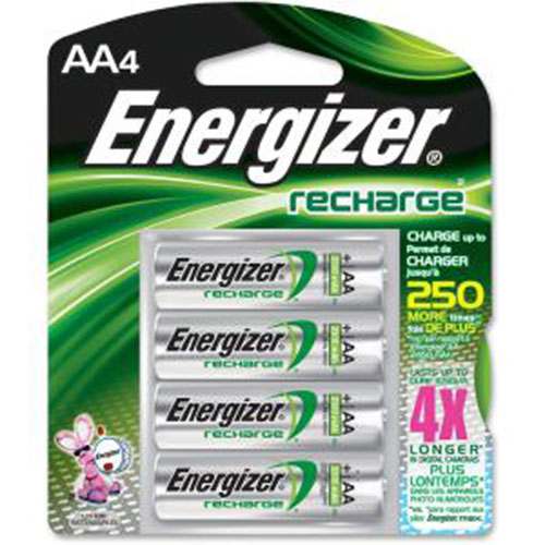 Energizer Rechargeable AA Batteries, NiMH, 4EA/PK, 6PK/BX, 4BX/CT
