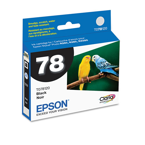 Epson T078120S (78) Claria Ink, 300 Page-Yield, Black