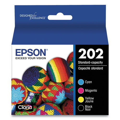 Epson T202120BCS (202) Claria Ink, Black/Cyan/Magenta/Yellow