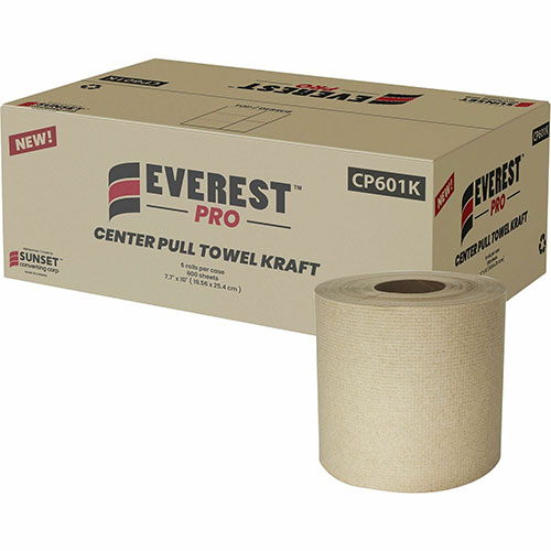 Everest Center-Pull Paper Towels, 2 Ply, 600 Sheets/Roll, Natural